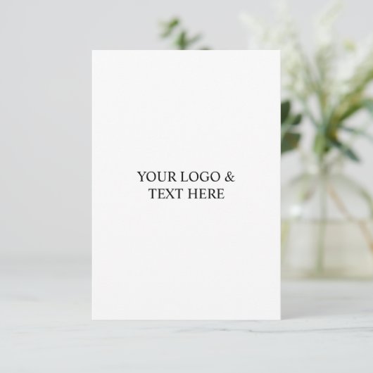 White Personalized – Your Logo & Text Here Mitteilungskarte (Stehend Vorderseite)