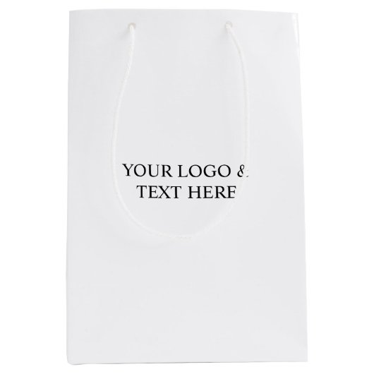White Personalized – Your Logo & Text Here Mittlere Geschenktüte (Vorderseite)