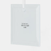 White Personalized – Your Logo & Text Here Ornament Aus Glas (Vorderseite links)