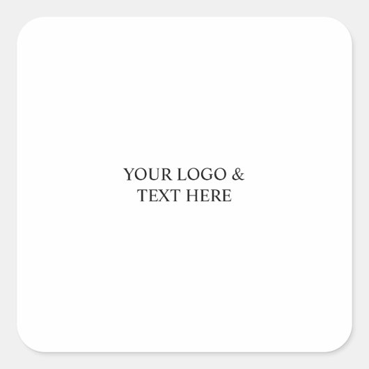 White Personalized – Your Logo & Text Here Quadratischer Aufkleber (Vorderseite)