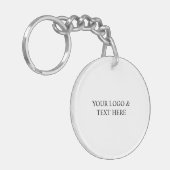 White Personalized – Your Logo & Text Here Schlüsselanhänger (Vorderseite links)
