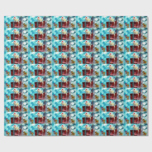 White Pet Ferret in Weihnachtsmannmütze Geschenkpapier (Flach)