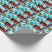 White Pet Ferret in Weihnachtsmannmütze Geschenkpapier (Ecke)