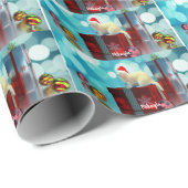 White Pet Ferret in Weihnachtsmannmütze  Geschenkpapier (Rolleneckpunkt)