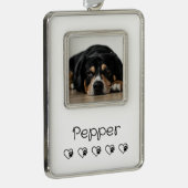 White Pet Photo Ornament - Holiday Framed Rahmen-Ornament Silber (Rechts)