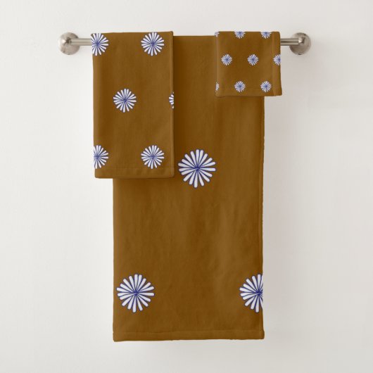 White Petals Brown Wohngestaltung Badhandtuch Set (Insitu)