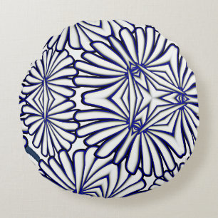 White Petals Wiederholung der Wohngestaltung Rundes Kissen