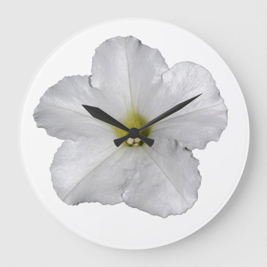White Petunia Blume Blumenweiße Weihnachtsdekorati Große Wanduhr (Vorderseite)