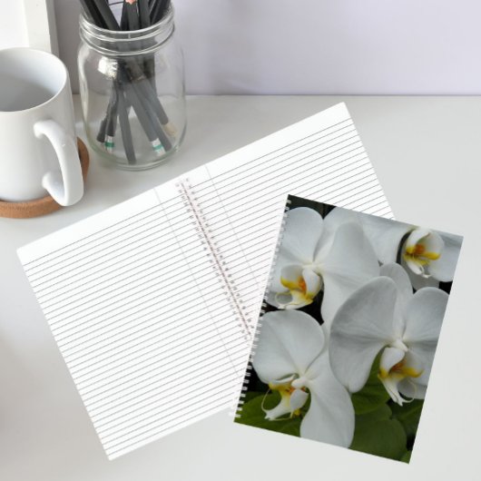 White Phalaenopsis Orchids Blumenbuch Notizblock