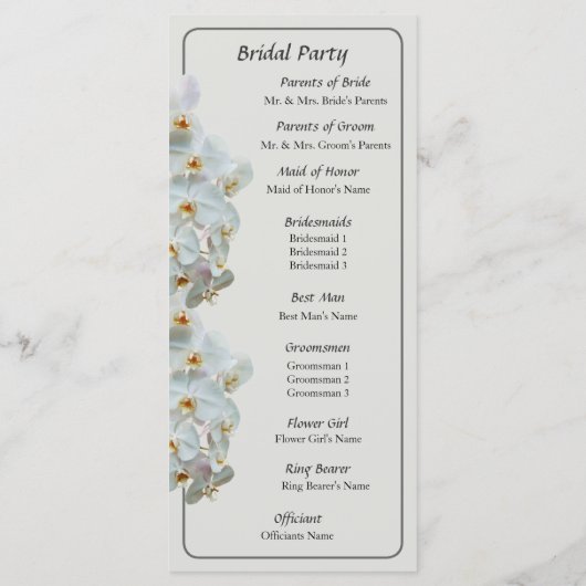 White Phalaenopsis Orchids Hochzeitsprogramm Programm (Rückseite)
