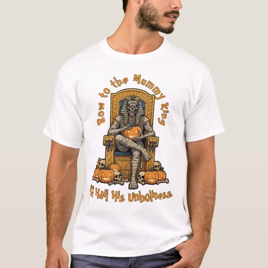 🤍 White Pharaoh Mummy Halloween T-Shirt 🎃 👑 (Vorderseite)