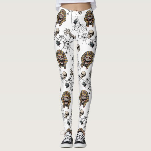 🤍 White Pharaoh Mummy Halloween T-Shirt 🎃 👑 Leggings (Vorderseite)