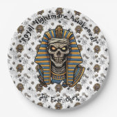 🤍 White Pharaoh Mummy Paper Plate 🎃 🍽️ Pappteller (Vorderseite)