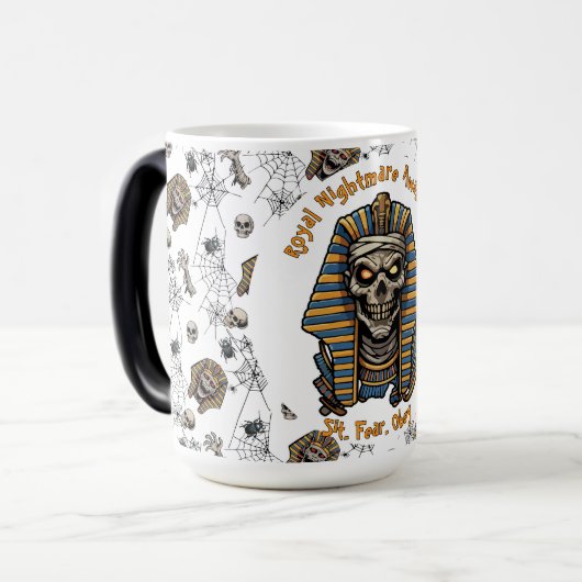 🤍 White Pharaoh Mummy Tasse 🎃 ☕ 👑 (Vorderseite Links)