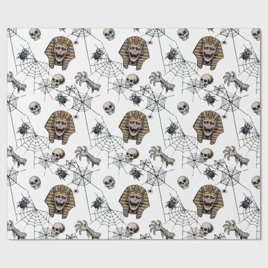 🤍 White Pharaoh Mummy Tissue Paper 🎃 👑 Geschenkpapier (Flach)