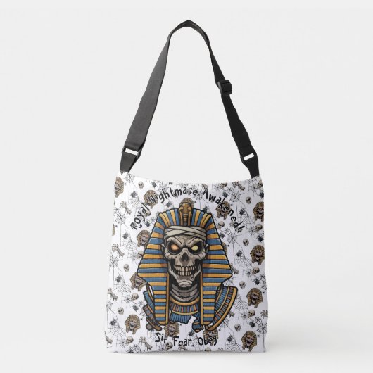 🤍 White Pharaoh Mummy Tote Bag 👑 🎃 Tragetaschen Mit Langen Trägern (Vorderseite)