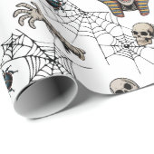 🤍 White Pharaoh Mummy Wrapping Paper 🎃 👑 Geschenkpapier (Rolleneckpunkt)