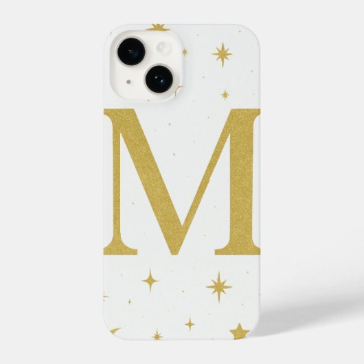 ⭐ White Phone Case with Big Yellow “M” & Stars iPhone Hülle (Rückseite)