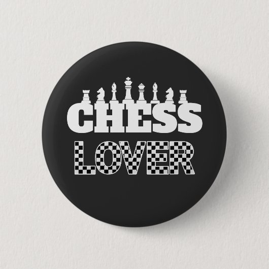 White Pieces Lover Board Muster von Schach Word Button (Vorderseite)