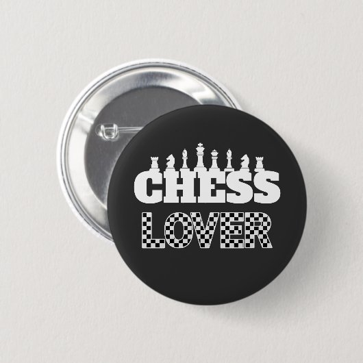 White Pieces Lover Board Muster von Schach Word Button (Vorne & Hinten)