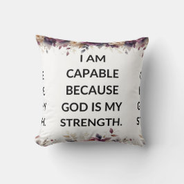 White pillow with a simple religious quote kissen