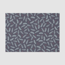 White Pine Boughers Feathers Holly Berries Weihnac Seidenpapier