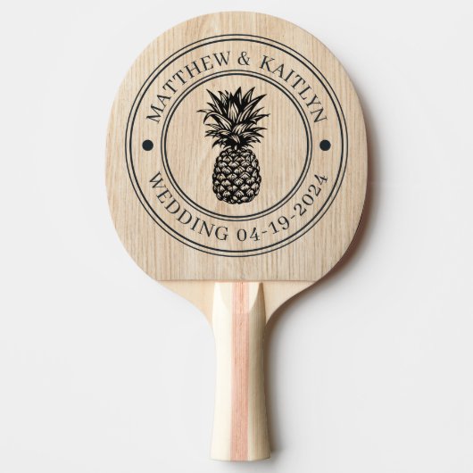White Pine Pineapple Wedding Crest & Names Tischtennis Schläger (Vorderseite)