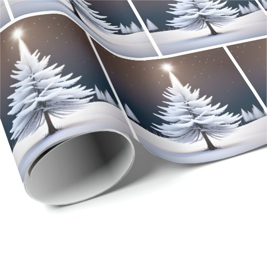 White Pine Tree und Star Geschenkpapier (Rolleneckpunkt)