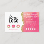 White Pink Agate Gold Glitzer Vielen Dank kaufen Visitenkarte (Rückseite)