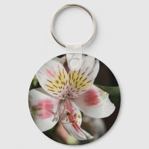 White/Pink Alstroemeria Flower Key Chain Schlüsselanhänger