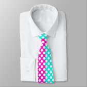 White, Pink and Blue Polka Dot Krawatte (Gebunden)