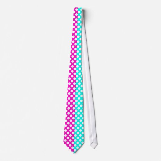 White, Pink and Blue Polka Dot Krawatte (Vorderseite)
