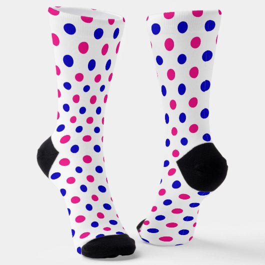 White Pink Blue Polka Dot Pattern Socken (Gewinkelt)
