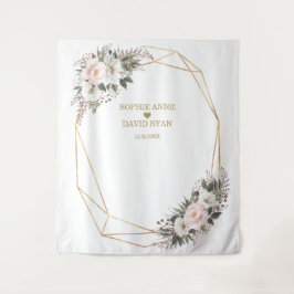 White Pink Blume Gold Wedding Foto Stand Wandteppich