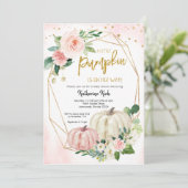 White Pink Blush Pumpkin ist auf dem Weg Einladung (Stehend Vorderseite)