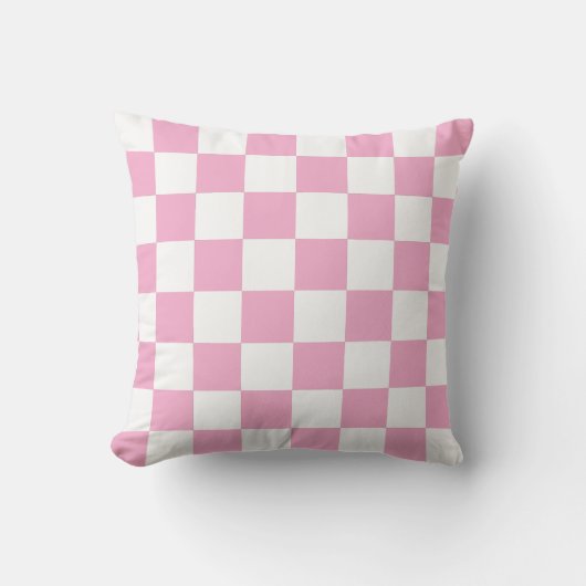 White & Pink Checkerboard Pattern Throw Pillow Kissen (Vorderseite)