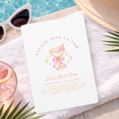 White Pink Cocktail Bridal Shower Bow Einladung