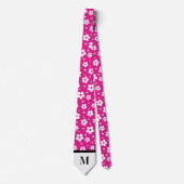 White & Pink Daisies Monogramed Necktie Krawatte (Vorderseite)