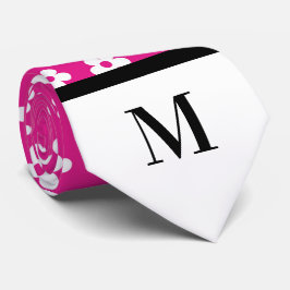 White & Pink Daisies Monogramed Necktie Krawatte
