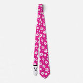 White & Pink Daisies Monogramed Necktie Krawatte (Rückseite)
