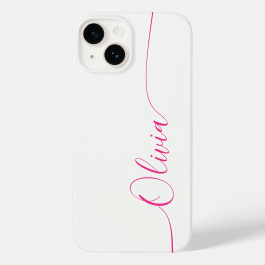 White Pink Elegant Calligraphy Script Name Case-Mate iPhone Hülle (Rückseite)