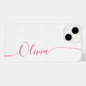 White Pink Elegant Calligraphy Script Name Case-Mate iPhone Hülle (Rückseite (Horizontal))