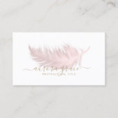 White Pink Feaather Gold Visitenkarte (Vorderseite)