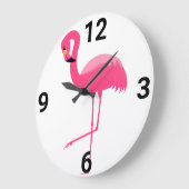 WHITE PINK FLAMINGO WALL CLOCK GROßE WANDUHR (Winkel)