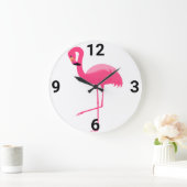 WHITE PINK FLAMINGO WALL CLOCK GROßE WANDUHR (Zuhause)