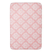 White & Pink Floral Damasks Pattern Badematte (Vorderseite Vertikal)