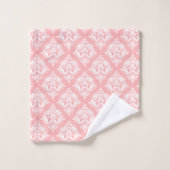 White & Pink Floral Damasks Pattern Badhandtuch Set (Waschlappen)