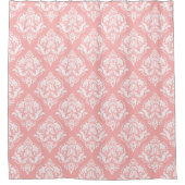 White & Pink Floral Damasks Pattern Duschvorhang (Vorderseite)