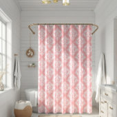 White & Pink Floral Damasks Pattern Duschvorhang