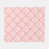 White & Pink Floral Damasks Pattern Fleecedecke (Vorderseite (Horizontal))